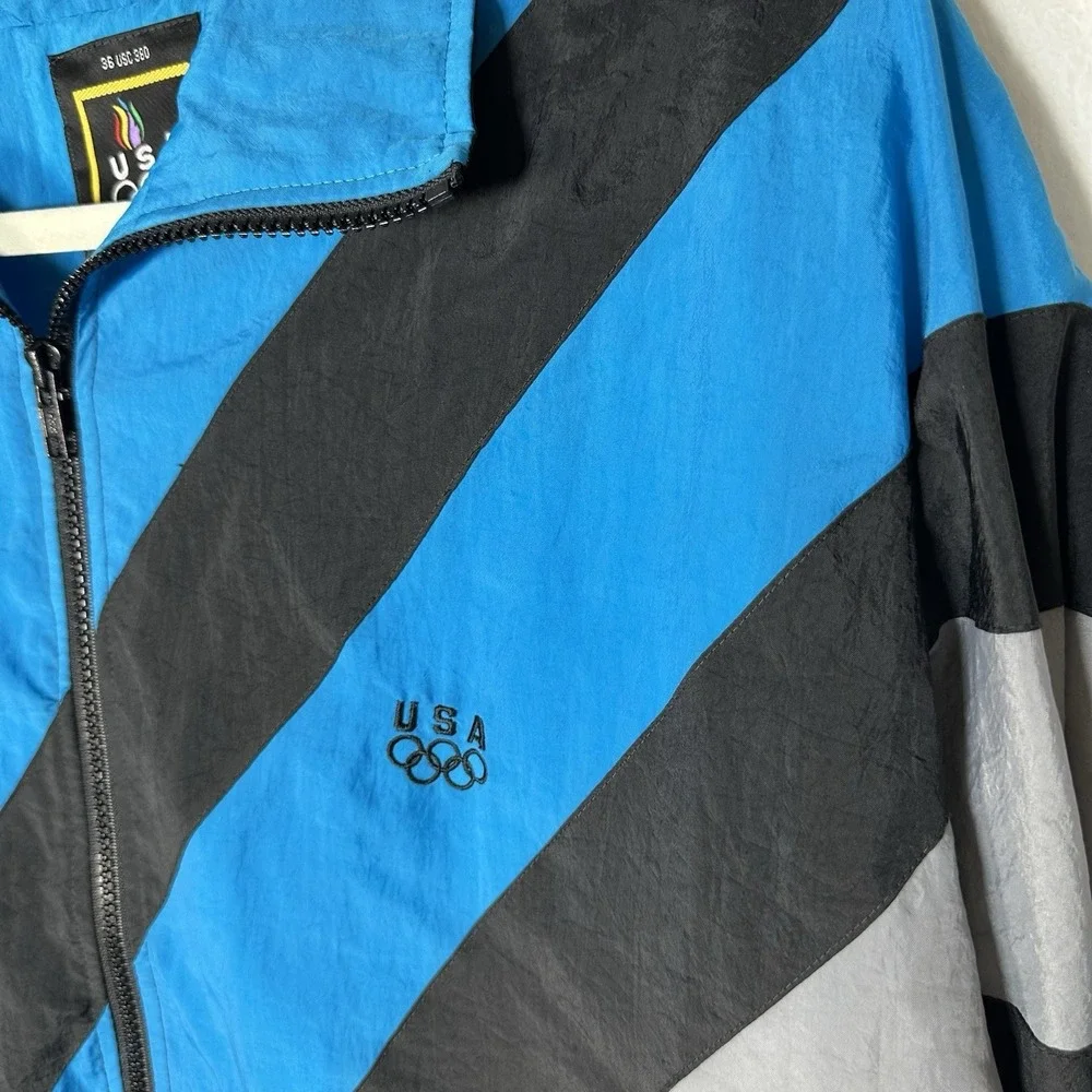 Vtg 90s USA Olympics Windbreaker‎ Jacket Mens M JCPenney Track Nylon Blocky Blue